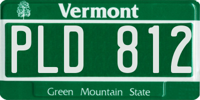 VT license plate PLD812