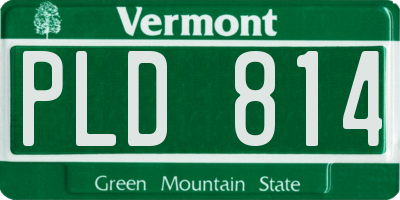 VT license plate PLD814