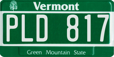 VT license plate PLD817