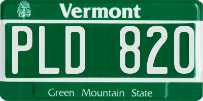 VT license plate PLD820