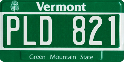 VT license plate PLD821