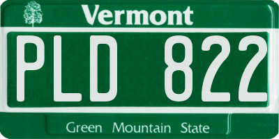 VT license plate PLD822