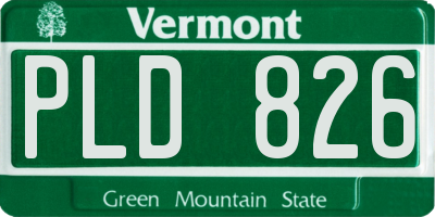 VT license plate PLD826