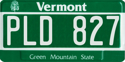 VT license plate PLD827