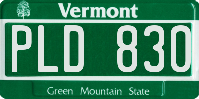VT license plate PLD830