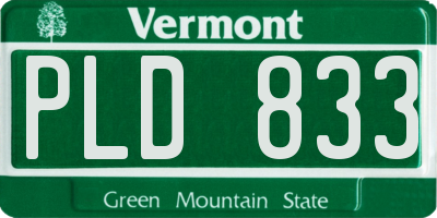 VT license plate PLD833