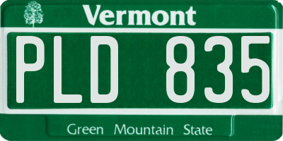 VT license plate PLD835