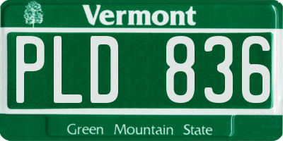 VT license plate PLD836