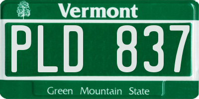 VT license plate PLD837
