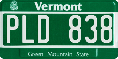 VT license plate PLD838