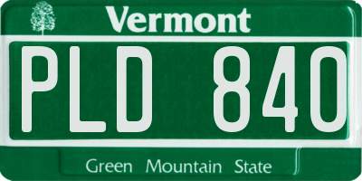 VT license plate PLD840