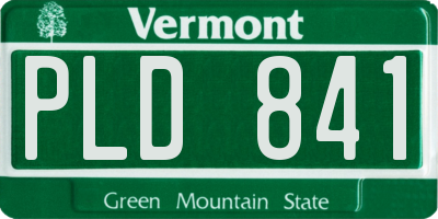 VT license plate PLD841