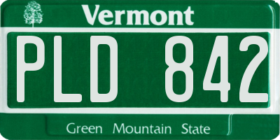 VT license plate PLD842