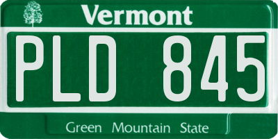 VT license plate PLD845