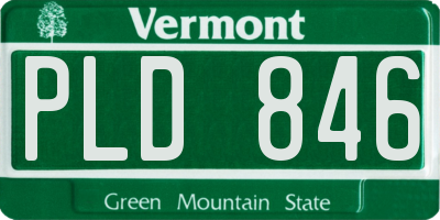 VT license plate PLD846
