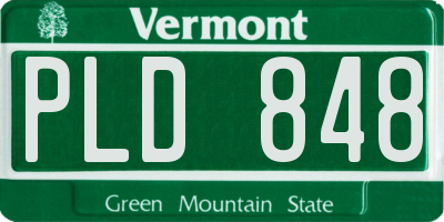 VT license plate PLD848
