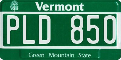 VT license plate PLD850