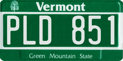 VT license plate PLD851