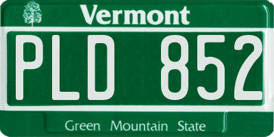 VT license plate PLD852