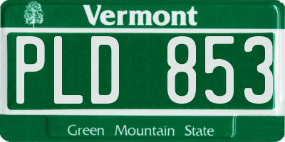 VT license plate PLD853