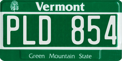 VT license plate PLD854