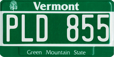 VT license plate PLD855