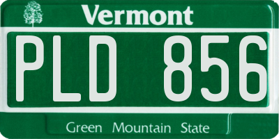 VT license plate PLD856