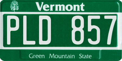 VT license plate PLD857