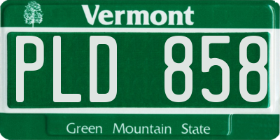 VT license plate PLD858