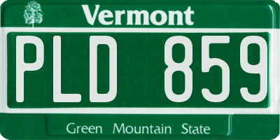 VT license plate PLD859