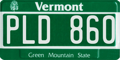 VT license plate PLD860