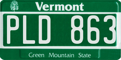 VT license plate PLD863