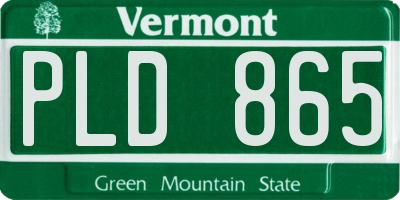 VT license plate PLD865