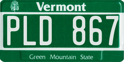 VT license plate PLD867