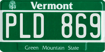 VT license plate PLD869