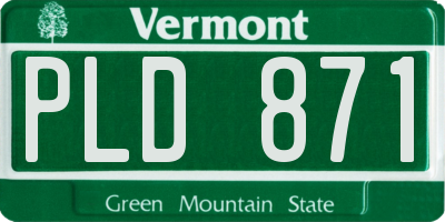VT license plate PLD871