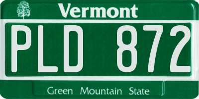VT license plate PLD872