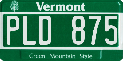 VT license plate PLD875