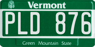 VT license plate PLD876