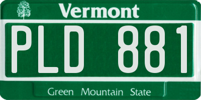 VT license plate PLD881