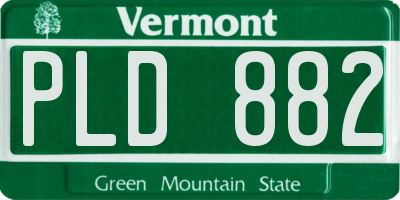 VT license plate PLD882