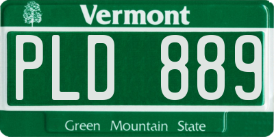 VT license plate PLD889