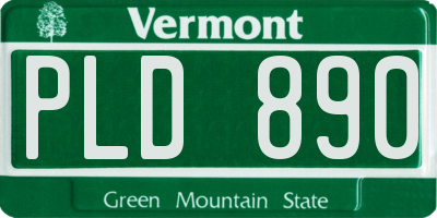 VT license plate PLD890