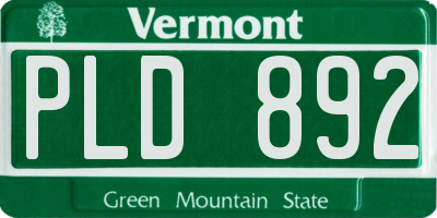 VT license plate PLD892