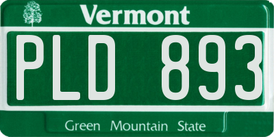 VT license plate PLD893