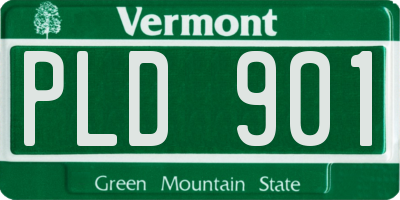 VT license plate PLD901