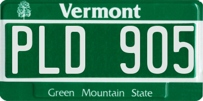 VT license plate PLD905