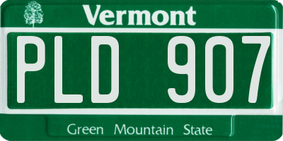 VT license plate PLD907