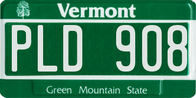 VT license plate PLD908