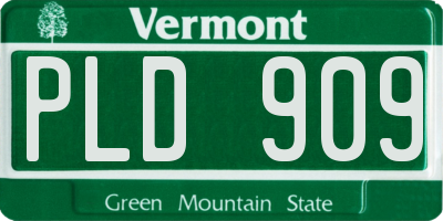 VT license plate PLD909